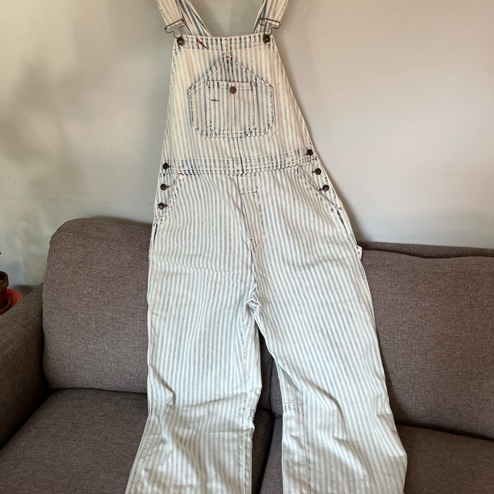 Faherty Blue and White Striped Women's Overalls